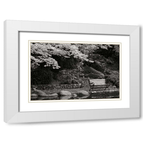 Autumn Trio I BandW White Modern Wood Framed Art Print with Double Matting by Geyman, Vitaly