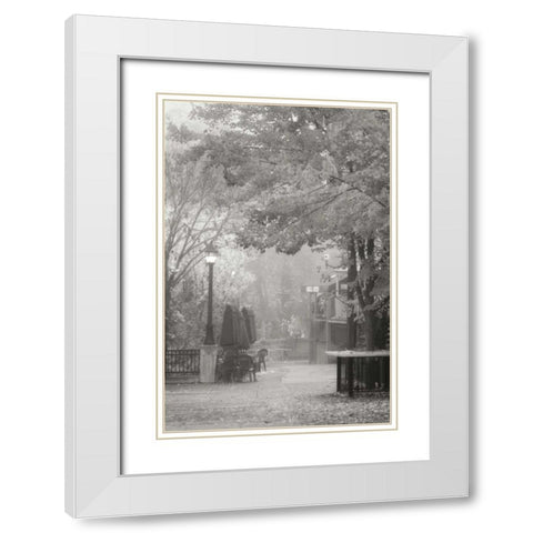 Fall Plaza III BandW White Modern Wood Framed Art Print with Double Matting by Geyman, Vitaly