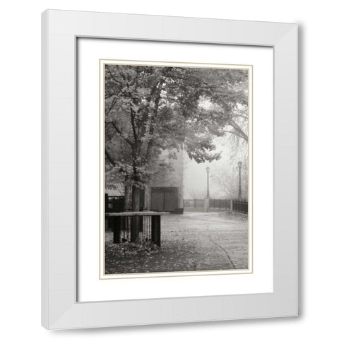 Fall Plaza IV BandW White Modern Wood Framed Art Print with Double Matting by Geyman, Vitaly