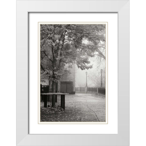 Fall Plaza IV BandW White Modern Wood Framed Art Print with Double Matting by Geyman, Vitaly