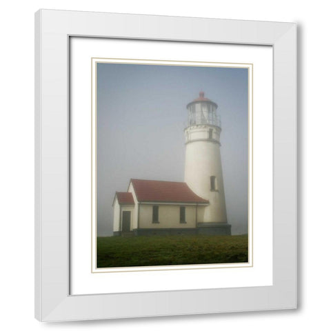 Misty Lighthouse II White Modern Wood Framed Art Print with Double Matting by Geyman, Vitaly