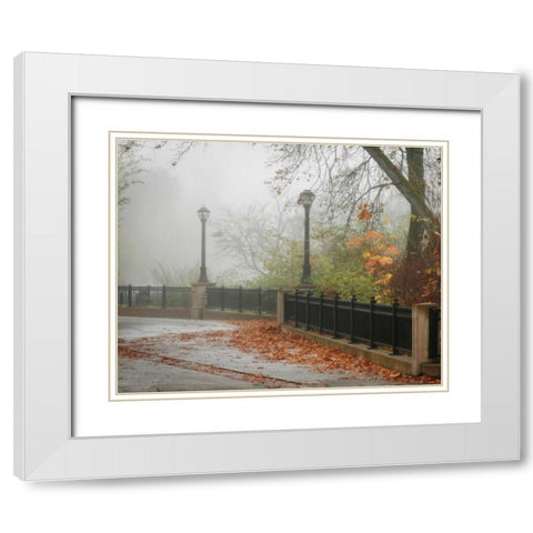 Fall Plaza II White Modern Wood Framed Art Print with Double Matting by Geyman, Vitaly