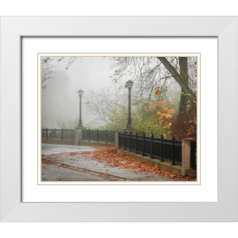 Fall Plaza II White Modern Wood Framed Art Print with Double Matting by Geyman, Vitaly