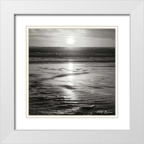 Golden Sunset Sq II BW White Modern Wood Framed Art Print with Double Matting by Vitaly, Geyman