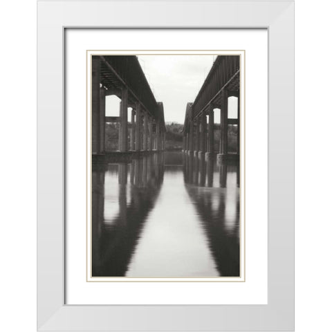 Hudson Bridge II White Modern Wood Framed Art Print with Double Matting by Vitaly, Geyman