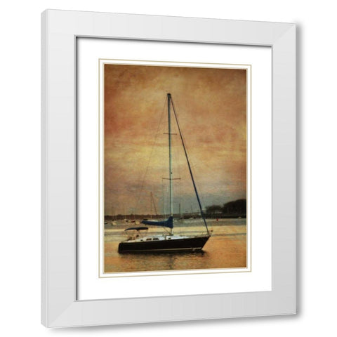 Sunset Sailing I White Modern Wood Framed Art Print with Double Matting by Vitaly, Geyman