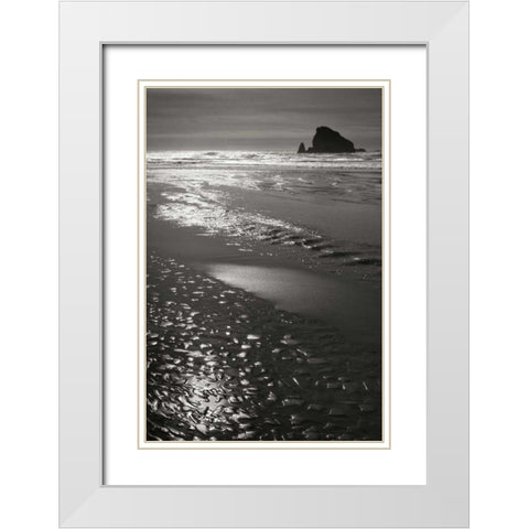 Seashore Serenity I BW White Modern Wood Framed Art Print with Double Matting by Geyman, Vitaly