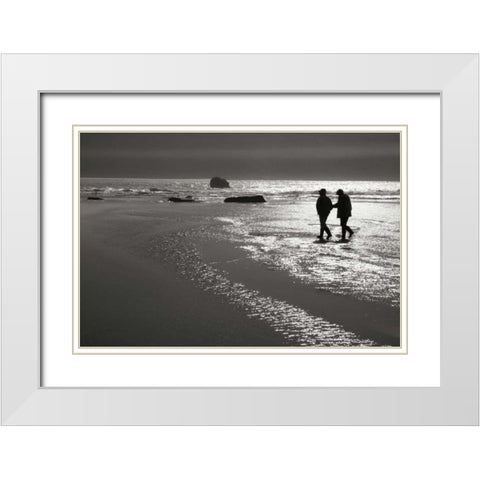 Sunset for Two White Modern Wood Framed Art Print with Double Matting by Geyman, Vitaly