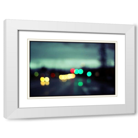 City LIghts II White Modern Wood Framed Art Print with Double Matting by White, Leesa