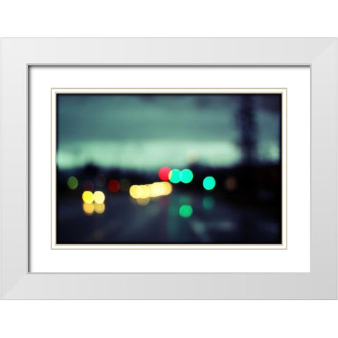 City LIghts II White Modern Wood Framed Art Print with Double Matting by White, Leesa