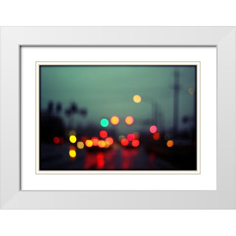 City LIghts III White Modern Wood Framed Art Print with Double Matting by White, Leesa