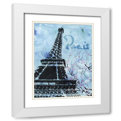 Blue Paris White Modern Wood Framed Art Print with Double Matting by Roberto, LuAnn