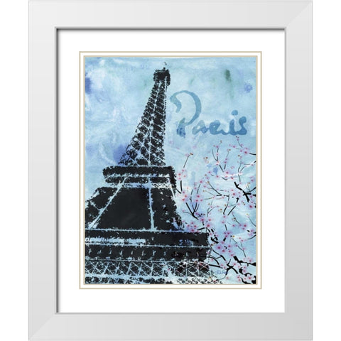 Blue Paris White Modern Wood Framed Art Print with Double Matting by Roberto, LuAnn