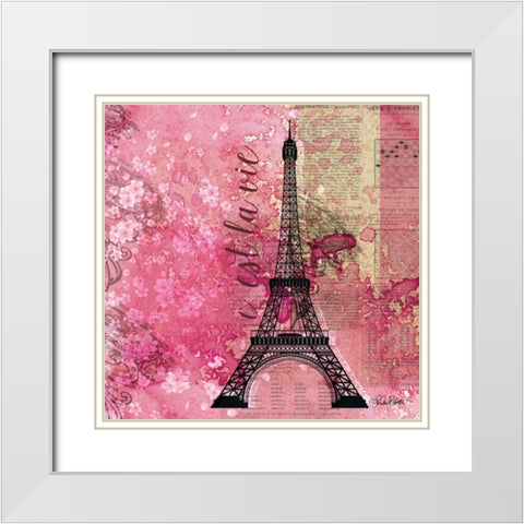 Pink Paris White Modern Wood Framed Art Print with Double Matting by Roberto, LuAnn