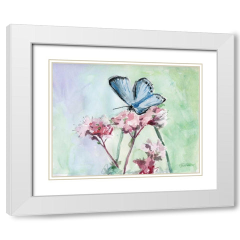 Watercolor Butterfly I White Modern Wood Framed Art Print with Double Matting by Roberto, LuAnn