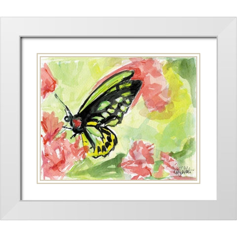 Watercolor Butterfly II White Modern Wood Framed Art Print with Double Matting by Roberto, LuAnn