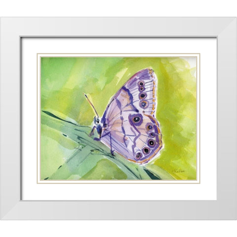 Watercolor Butterfly IV White Modern Wood Framed Art Print with Double Matting by Roberto, LuAnn