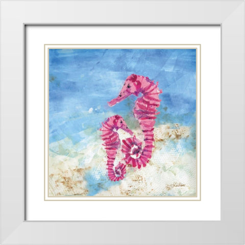 Ocean Seahorses White Modern Wood Framed Art Print with Double Matting by Roberto, LuAnn