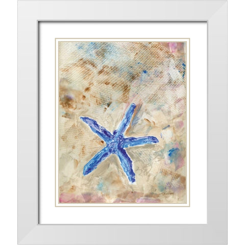 Blue Starfish White Modern Wood Framed Art Print with Double Matting by Roberto, LuAnn