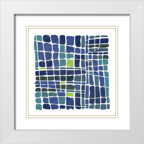 Blue Watercolor White Modern Wood Framed Art Print with Double Matting by Ruff, Kris