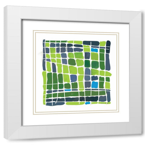 Green Watercolor White Modern Wood Framed Art Print with Double Matting by Ruff, Kris