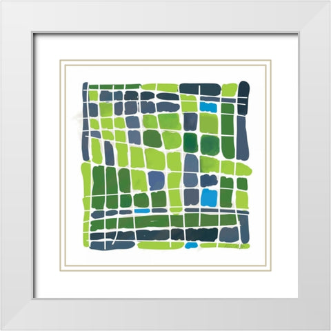Green Watercolor White Modern Wood Framed Art Print with Double Matting by Ruff, Kris