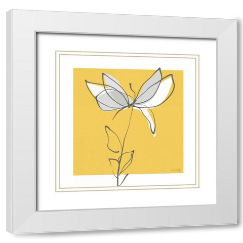 Yellow and Gray I White Modern Wood Framed Art Print with Double Matting by Ruff, Kris