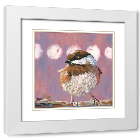 Hellow Chickadee White Modern Wood Framed Art Print with Double Matting by Reeves, Molly