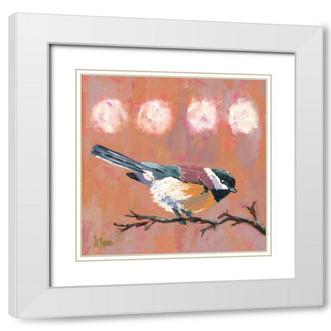 Delight Chickadee White Modern Wood Framed Art Print with Double Matting by Reeves, Molly
