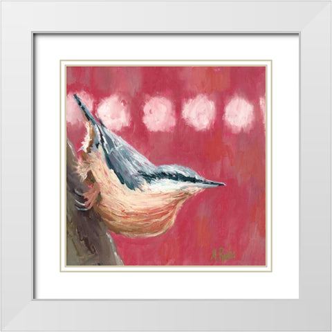 Hope Nuthatch White Modern Wood Framed Art Print with Double Matting by Reeves, Molly