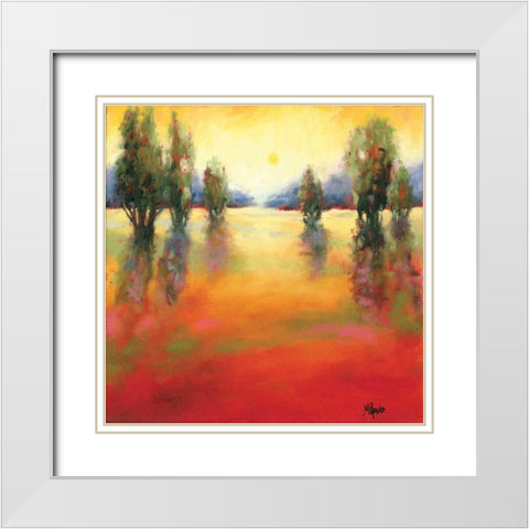 Sunset Landscape White Modern Wood Framed Art Print with Double Matting by Reeves, Molly