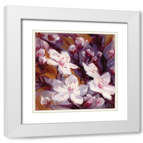 Cherry Blossoms White Modern Wood Framed Art Print with Double Matting by Salness, Annie