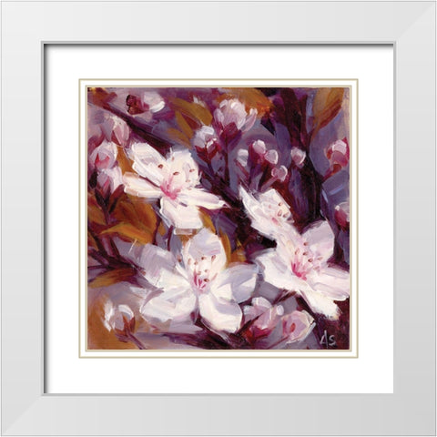 Cherry Blossoms White Modern Wood Framed Art Print with Double Matting by Salness, Annie