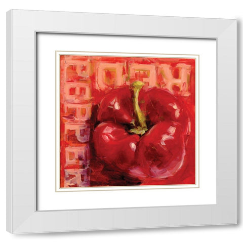 Red Pepper White Modern Wood Framed Art Print with Double Matting by Salness, Annie