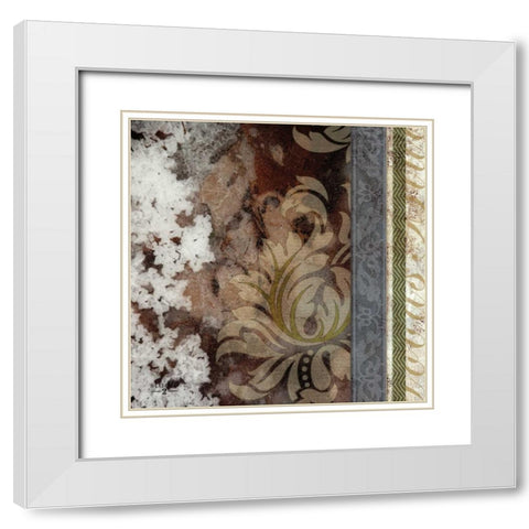 Winter Damask II White Modern Wood Framed Art Print with Double Matting by Studio 2