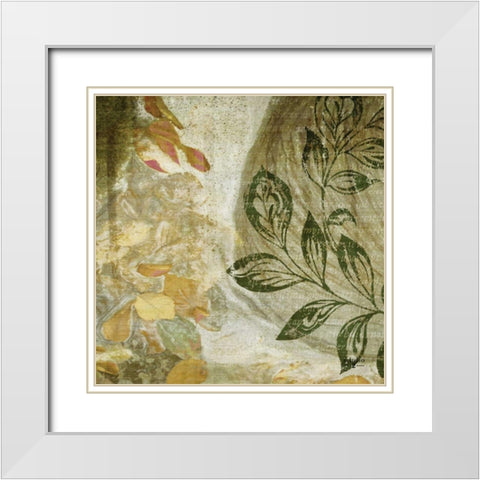 Green Swirl II White Modern Wood Framed Art Print with Double Matting by Studio 2
