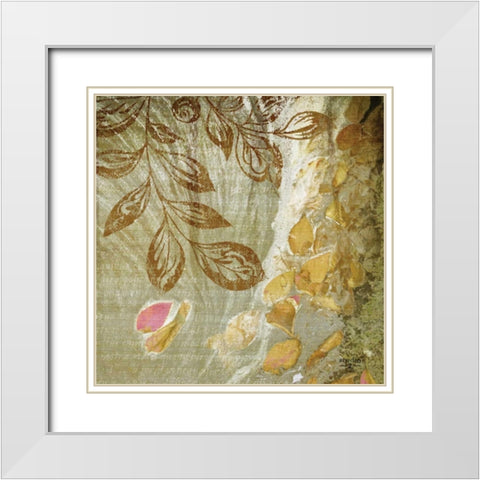 Gold Swirl I White Modern Wood Framed Art Print with Double Matting by Studio 2