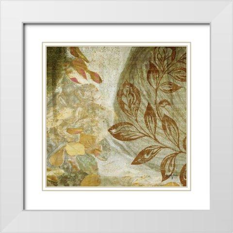 Gold Swirl II White Modern Wood Framed Art Print with Double Matting by Studio 2