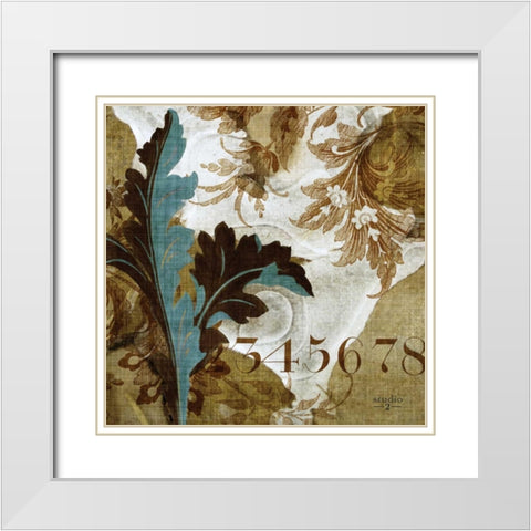 Teal Flow I White Modern Wood Framed Art Print with Double Matting by Studio 2