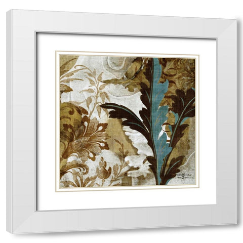 Teal Flow II White Modern Wood Framed Art Print with Double Matting by Studio 2