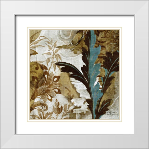 Teal Flow II White Modern Wood Framed Art Print with Double Matting by Studio 2