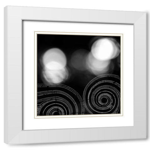 Circles and Swirls II White Modern Wood Framed Art Print with Double Matting by Studio 2