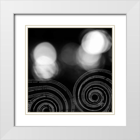 Circles and Swirls II White Modern Wood Framed Art Print with Double Matting by Studio 2