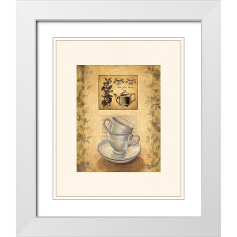 Tea for Two White Modern Wood Framed Art Print with Double Matting by Sjodin, Valerie