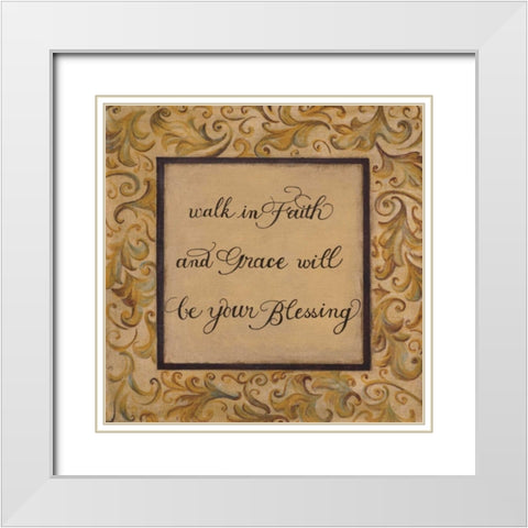 Walk in Faith White Modern Wood Framed Art Print with Double Matting by Smith, Pamela