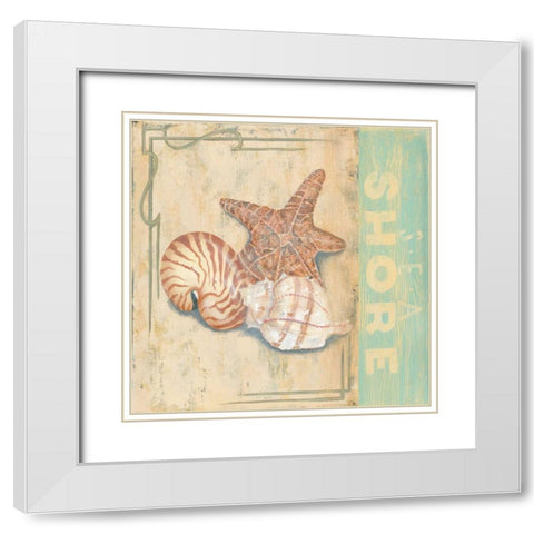 Sea Shore White Modern Wood Framed Art Print with Double Matting by Smith, Pamela