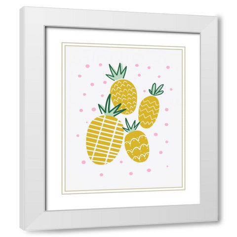 Pineapple White Modern Wood Framed Art Print with Double Matting by Serna, Isabel
