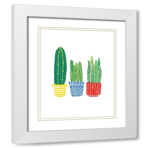 Cactus I White Modern Wood Framed Art Print with Double Matting by Serna, Isabel