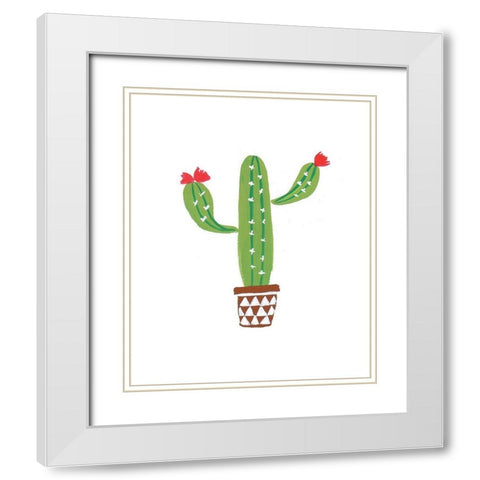 Cactus II White Modern Wood Framed Art Print with Double Matting by Serna, Isabel