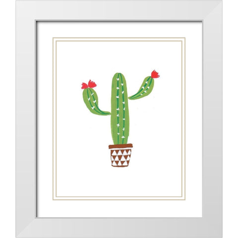 Cactus II White Modern Wood Framed Art Print with Double Matting by Serna, Isabel